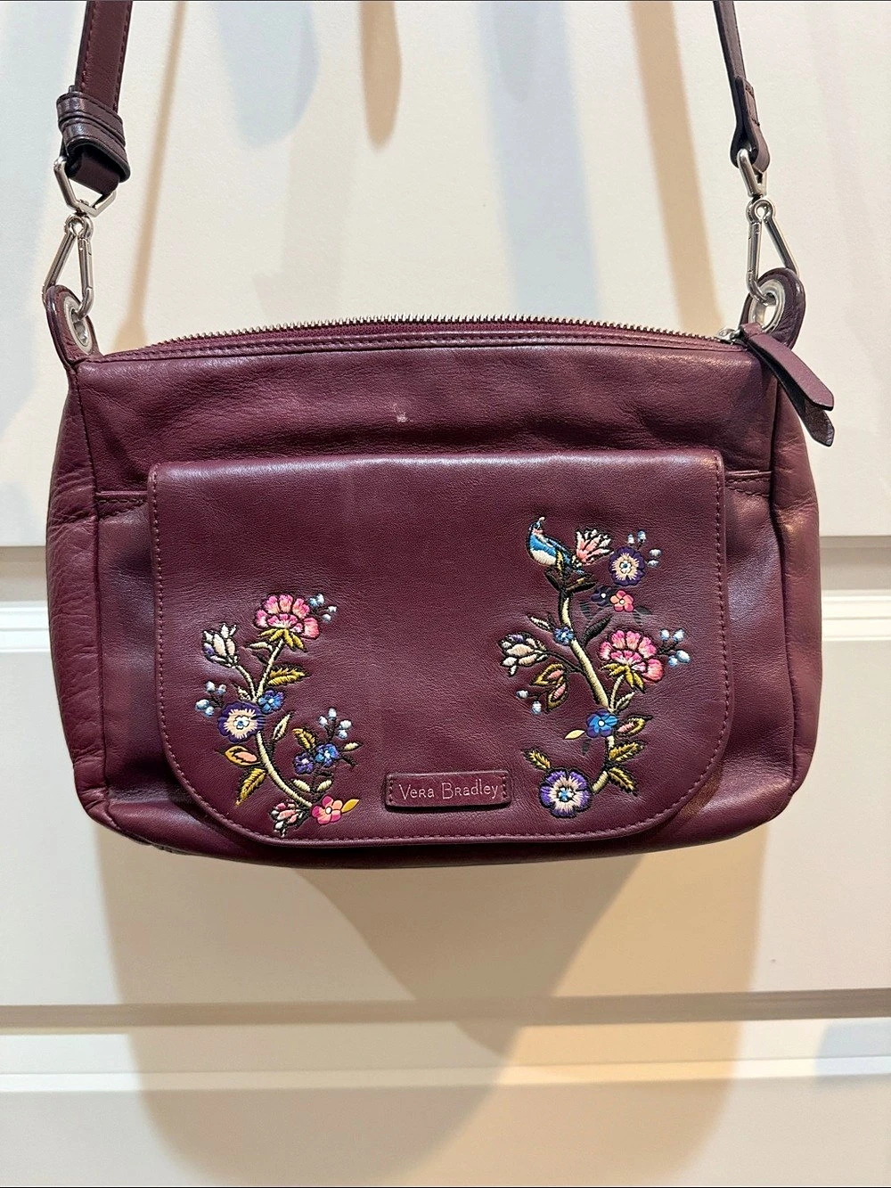 Vera Bradley Floral Embroidered Crossbody in Purple